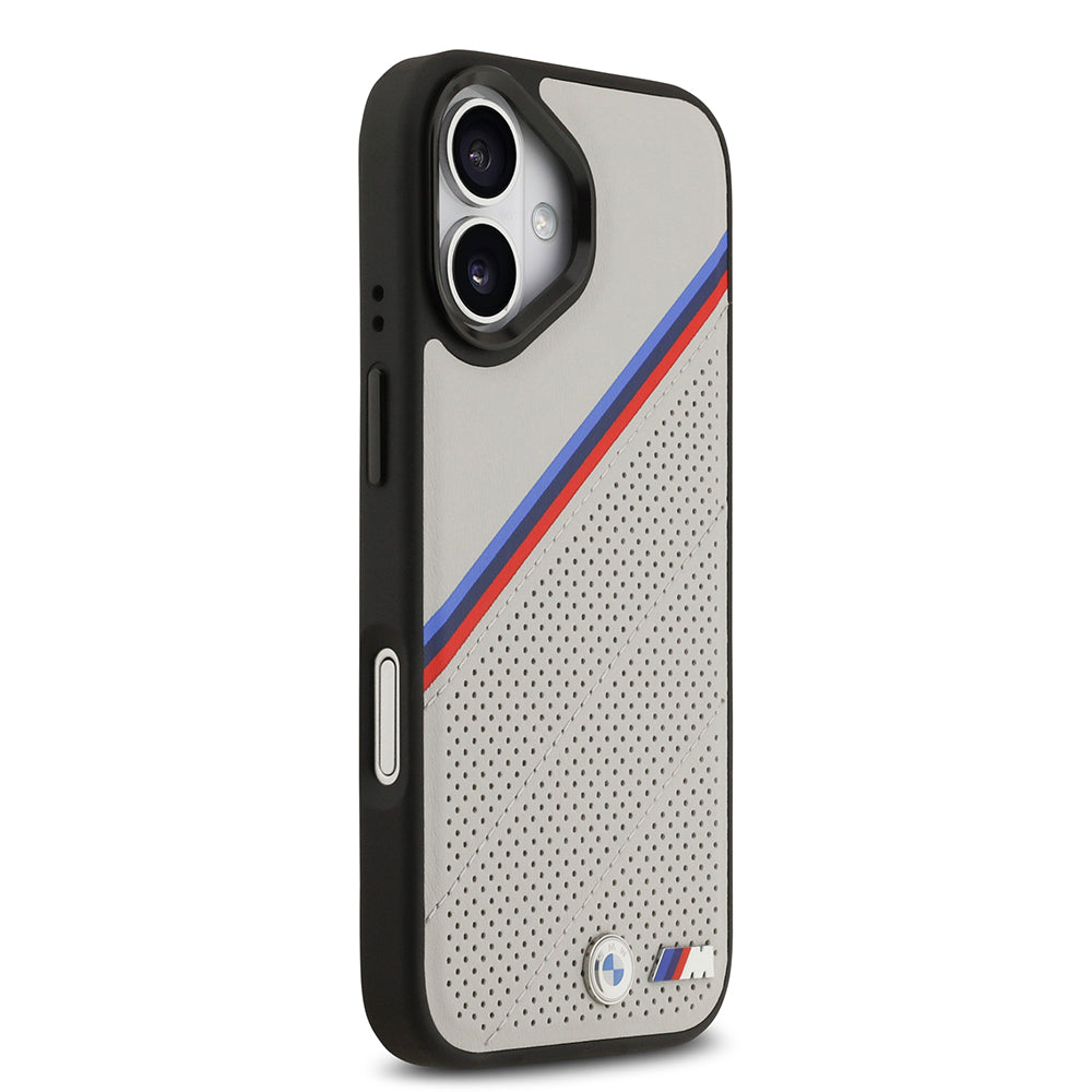 BMW iPhone 17 Orjinal Lisanslı M-safe Şarj Özellikli M Logolu Üç Şeritli Delikli Deri Kılıf BMW iPhone 17 Orjinal Lisanslı M-safe Şarj Özellikli M Logolu Üç Şeritli Delikli Deri Kılıf
